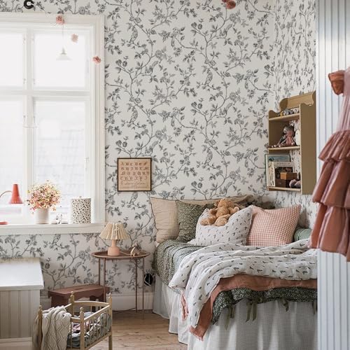 Orainege Floral Birds Wallpaper Peel and Stick Wallpaper Removable - Image 4