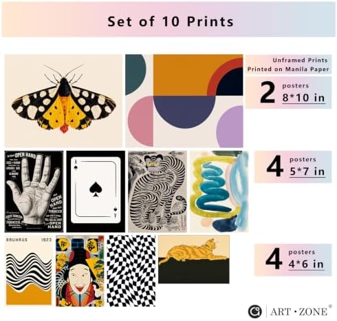 A ART·ZONE Boho Bauhaus Poster Set of 10 Unframed Retro Abstract Prints - Image 2