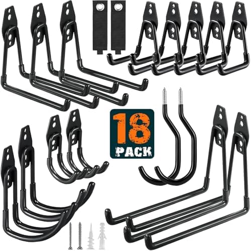 HUPBIPY 18 Pack Garage Hooks Heavy Duty, Wall Mount Ladder Hooks by HUPBIPY