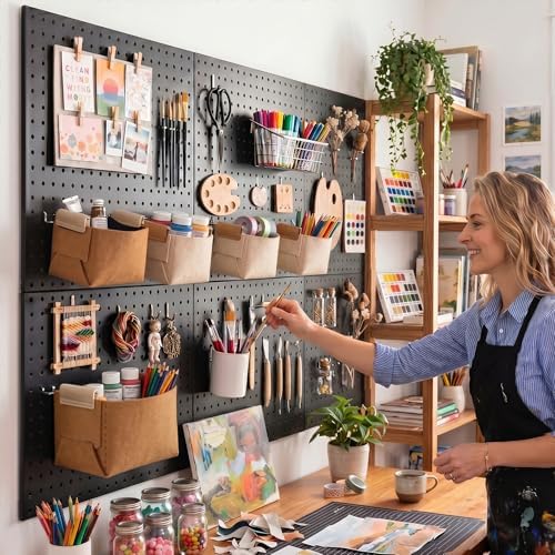 Spampur Peg Board, 6 Pack Metal Pegboard Wall Organizer - Image 2