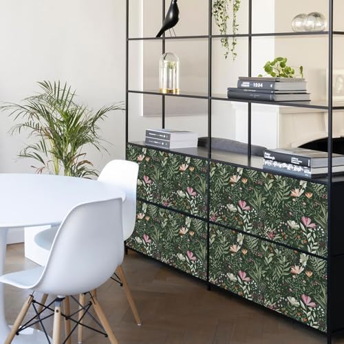 Fititem Green Floral Peel and Stick Wallpaper Boho Dark Vintage 17.3”×591” - Image 7