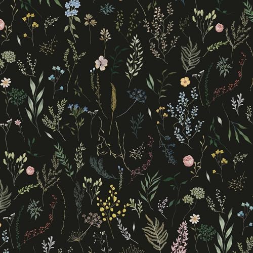 Dimoon 787"x16.1" Floral Peel and Stick Wallpaper Black Contact Paper Thicken by DIYYOURMOON