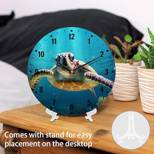 SPUNKER Wall Clocks, Sea Turtle Wall Clock Battery Operated 10 Inch, Ocean - Image 3