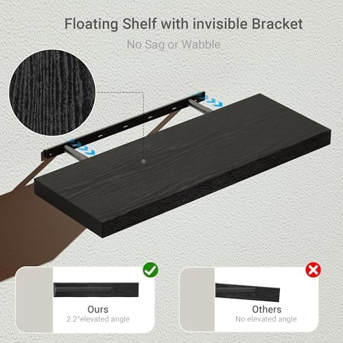 Vivelove Deep Floating Shelves for Wall 24 inches Long Set of 2 - Image 4