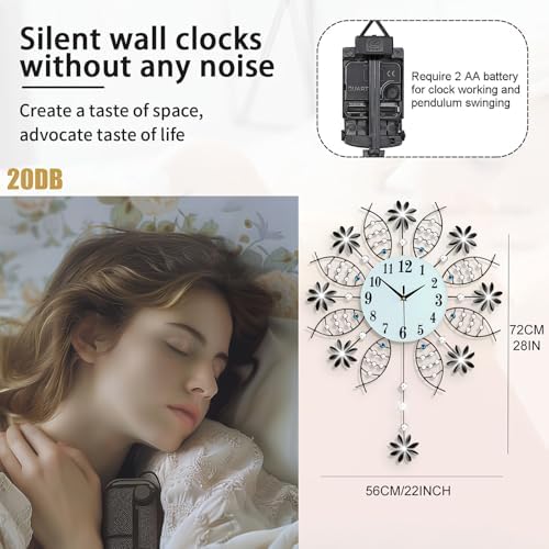Large Decorative Crystal Silent Wall Clock - Image 5
