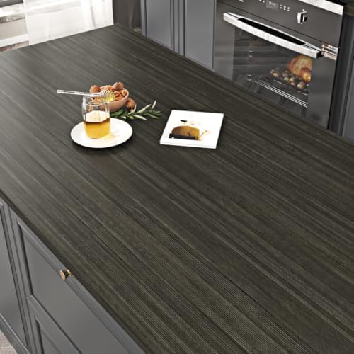 Black/Grey Wood Grain Contact Paper Counter Top Peel and Stick Waterproof by Yullpaper