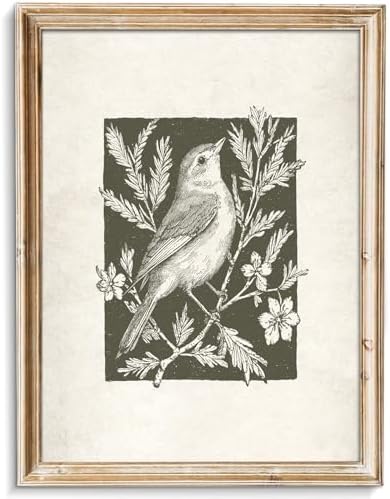 uniro Wall Art Canvas Print Vintage Bird Wall Art Canvas Sparrow Farmhouse by uniro