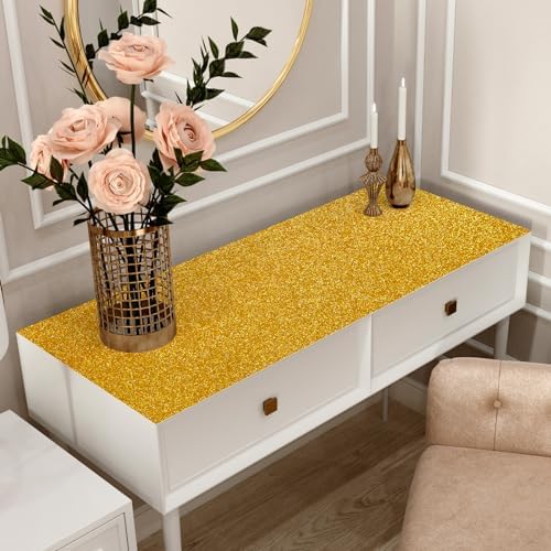 VEELIKE 15.7''x354'' Gold Glitter Peel and Stick Wallpaper Textured Sparkle - Image 5