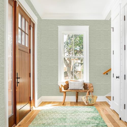 Simon&Siff Textured Grasscloth Peel and Stick Wallpaper 17.7"x1200" Neutral - Image 6