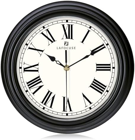 Lafocuse 12 Inch Analog Retro Black Wall Clocks Roman Numerals by VisiteLafocuse