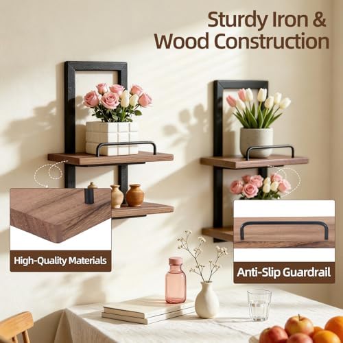 Floating Shelves, 2-Tier Vertical Wall Mounted Shelf Hanging Planter Display - Image 6