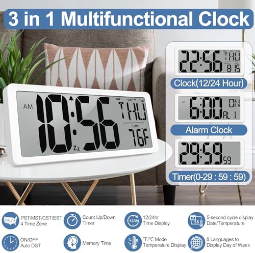 Atomic Clock 14.9" Digital Wall Clock Battery Operated Atomic Wall Clock Large - Image 5