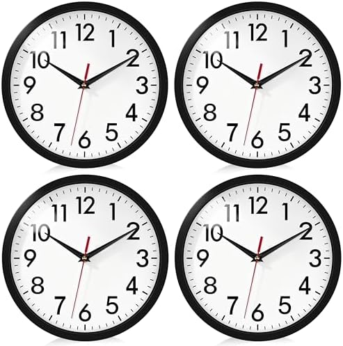 4 Pcs Multi Time Zone Wall Clock Silent Non Ticking Quartz Battery Operated by Unknown