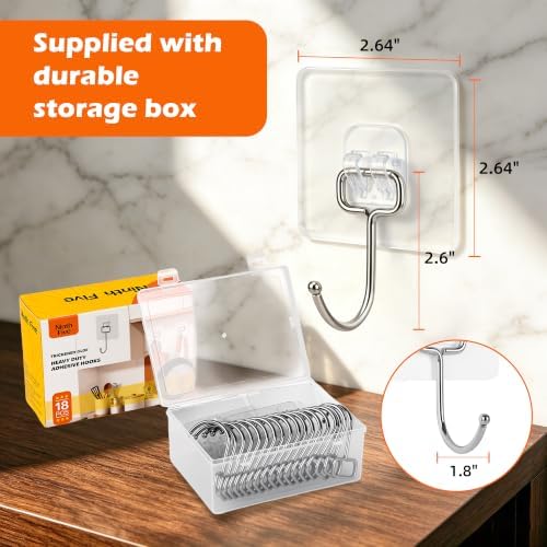 Ninth Five 18 Pack Large Adhesive Wall Hooks - Image 2