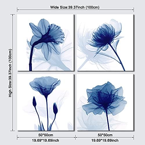Pyradecor Large Blue Flickering Flower Modern Abstract Paintings Canvas Wall - Image 6