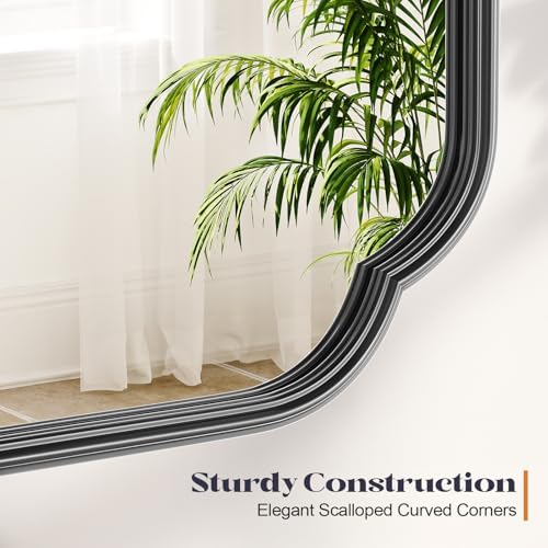 Black Bathroom Scalloped Mirror - Image 3