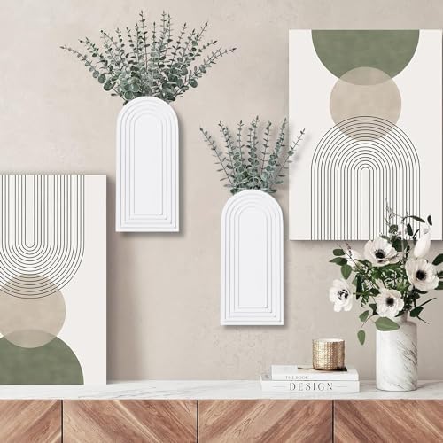 Dnnnii 2 Pack Wooden Wall Vase Set - Image 2