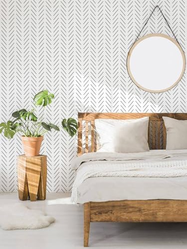 Orainege Black and White Wallpaper Peel and Stick Herringbone Contact Paper - Image 5