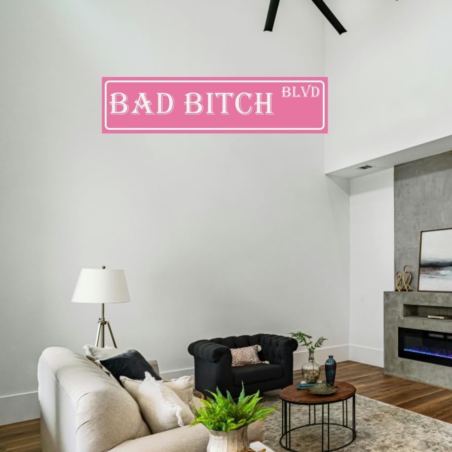 Pink Room Decor Bad Bitch Blvd Metal Tin Sign Funny Bitch Blvd Sign Street Signs - Image 5