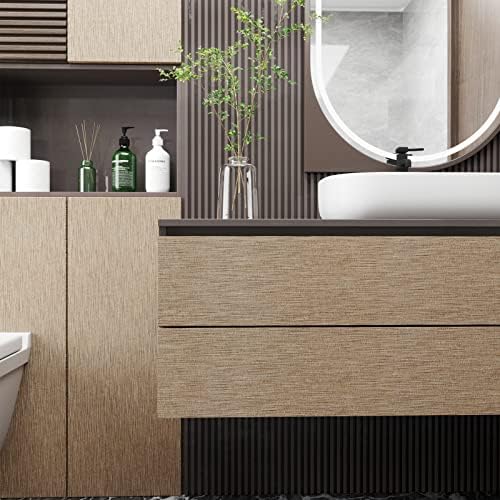 Decotalk 23.6x200 Inch Brown Grass Cloth Textured Wallpaper Peel and Stick - Image 2