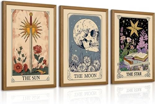 Tarot Card Wall Art Sun Moon Canvas Wall Decor Mystical Astrology Wall Art Boho by Unknown