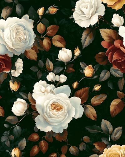 BOKEBEVE Extra Long Dark Green Floral Wallpaper Boho 17.5 x 393.5In by BOKEBEVE