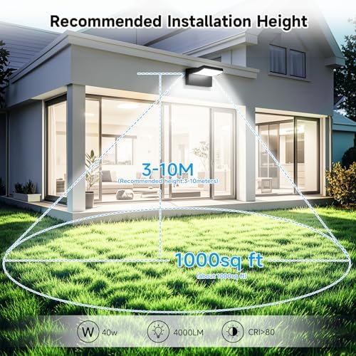 Outdoor Wall Sconces 350 ° Rotatable Panel 6000K IP65 Waterproof 3Pack - Image 4