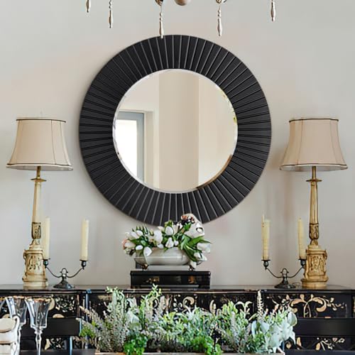 Chende 30'' Black Round Wall Mirror - Image 4
