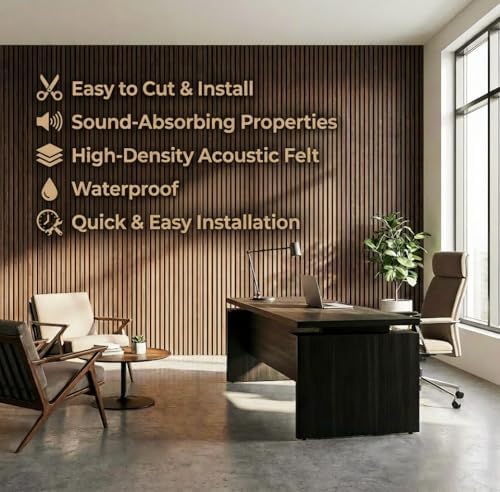 HAMACOUST 4-Piece Wood Panels for Wall, 94.5" × 11" Soundproof Wood Slat Wall - Image 6