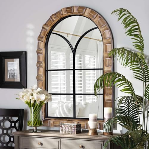 36x24 Inch Arched Window Pane Wall Mirror - Image 3
