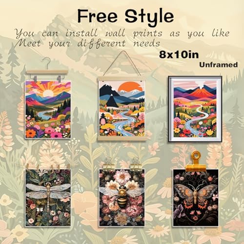 XIANGRUI Boho Wall Art Set of 9, 8x10In Nature Prints, Retro Colorful Decor - Image 3
