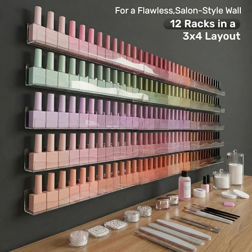 YMVV 15" Nail Polish Rack, 6 Pack Clear Acrylic Wall Organizer - Image 5