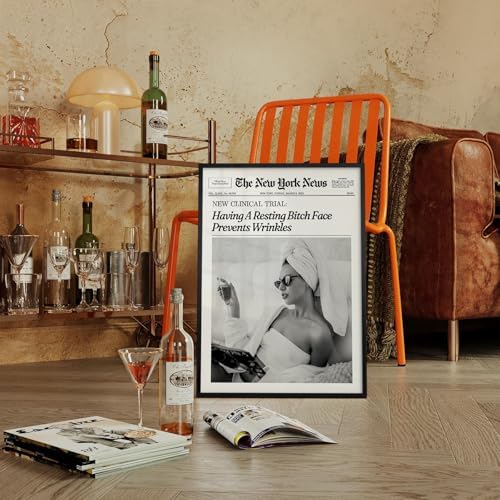 Funky Girl Preppy Aesthetic Posters Black And White Newspaper Wall Art 20x30in - Image 5