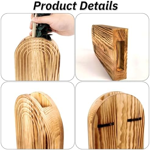 Set of 2 Wooden Vases with Pampas Grass and Eucalyptus – Boho Decor - Image 3