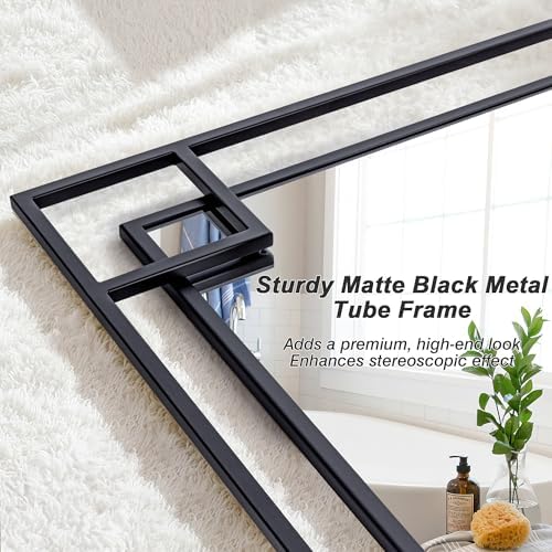 Chende 59''x30'' Large Rectangular Black Mirror - Image 2