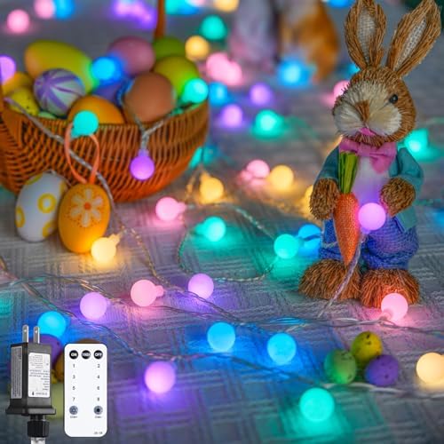 JMEXSUSS 33 ft 100 LED Connectable Globe Easter Lights String Indoor by JMEXSUSS