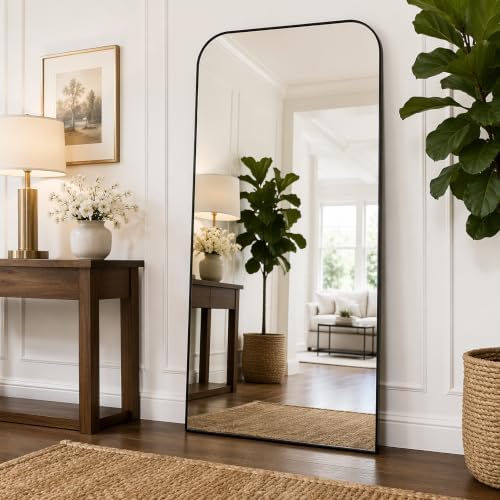 Arched Floor Standing Mirror 71"x26"Black by Unknown