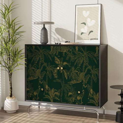 Heroad Dark Green Peel and Stick Wallpaper Boho Contact Paper Jungle Wall Paper - Image 2
