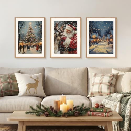 Aryroi Large Enchanting Christmas Framed Canvas Wall Art Set- 12"x16"x3 by Aryroi