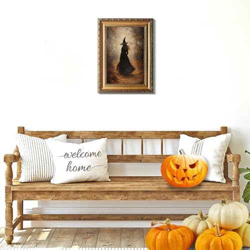uniro Vintage Gold Framed Wall Art, Vintage Dark Forest Witch Halloween Painting - Image 7
