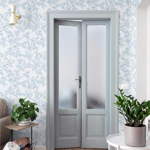 Ismoon Floral Peel Stick Wallpaper Blue White Contact Paper 17.3x78.7in - Image 6