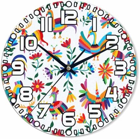 Animals Mexican Wall Clock Battery Operated Flowers Bird Spring Colorful by NOMEDOGYIM
