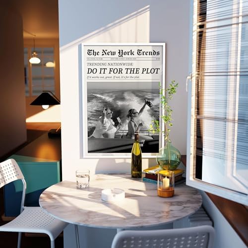 Trendy Newspaper Canvas Wall Art 8x12in White Framed Black And White Prints - Image 3