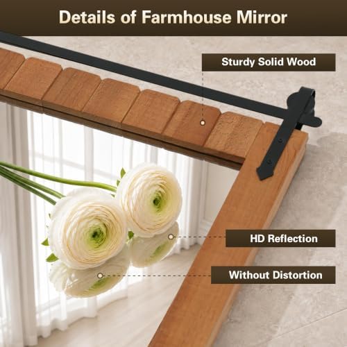Besdomus Farmhouse Bathroom Vanity Mirror: 24"x36" Wood Rustic Barn Door - Image 6