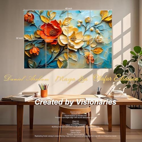 Mollywell Art Acoustic Panels, 48x32 in, Floral Symphony - Image 2