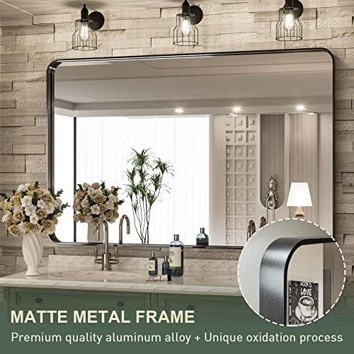 TokeShimi 48 x 36 Inch Black Bathroom Vanity Mirror - Image 3