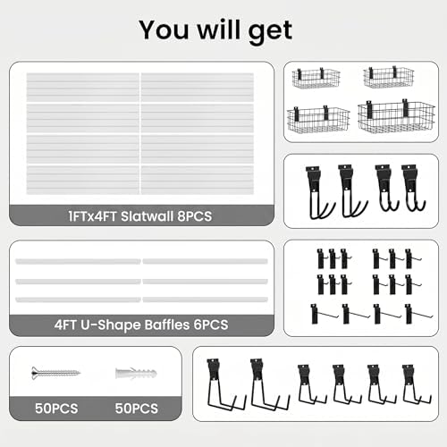 SMARTSTANDARD White Slatwall Panel Set, 4x8 FT PVC Panel - Image 2