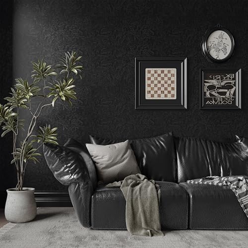 Abyssaly Black Textured Peel and Stick Wallpaper Gothic Contact Paper - Image 3