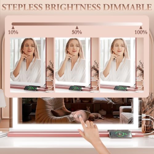 ROLOVE 32"x22" Large Pink Vanity Mirror - Image 4