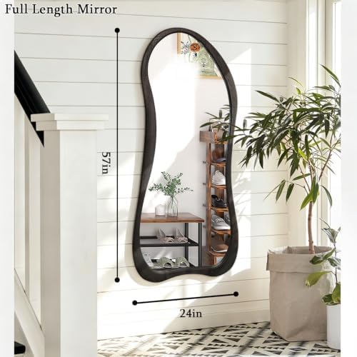 AAZZKANG Mirror Full Length Black Large Irregular Wood Framed Wall Mirrors - Image 2